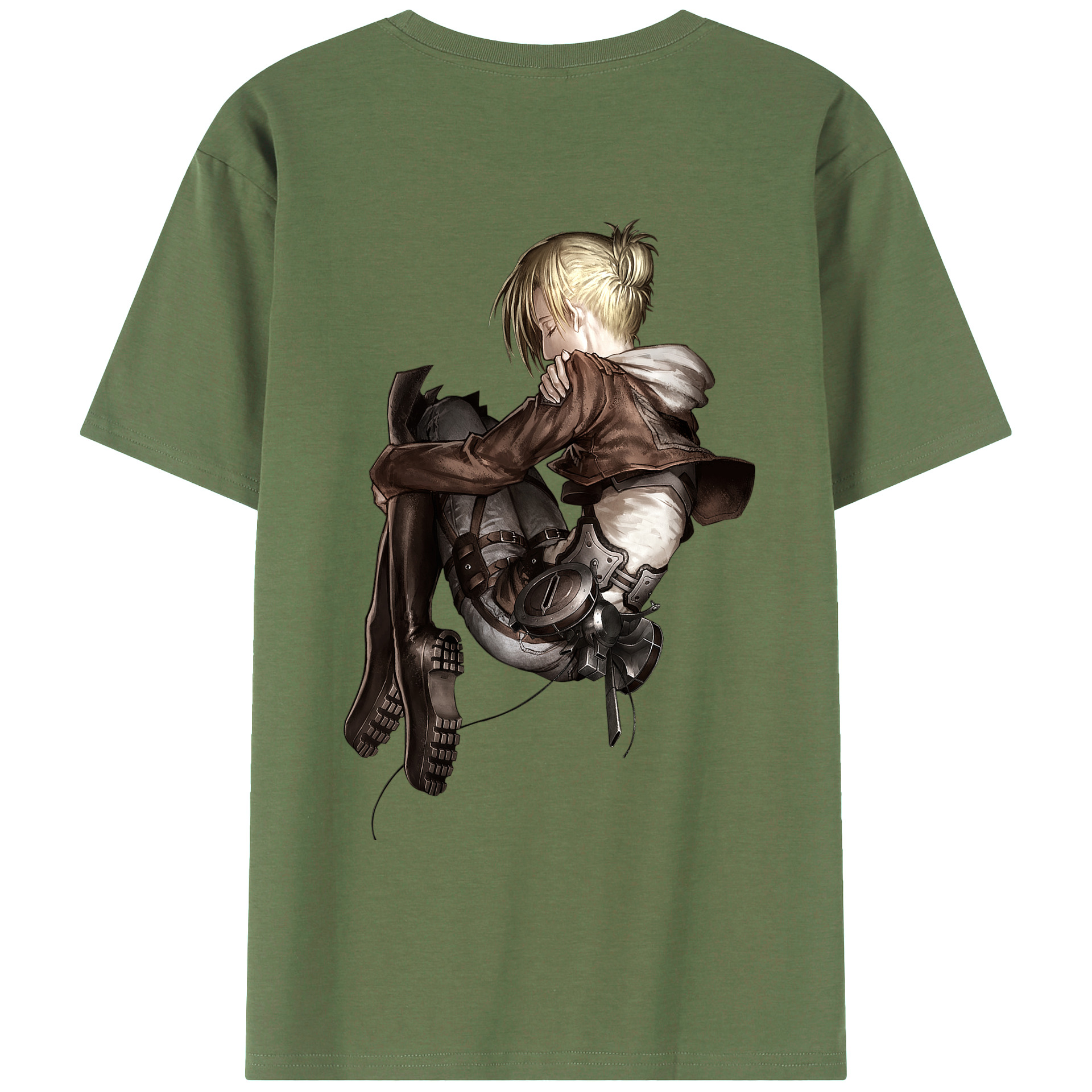 （画像用） 進撃の巨人 アニ・レオンハート Attack on Titan Annie Leonhart 綿100％ メンズ半袖Tシャツ（バックプリント） 通気性